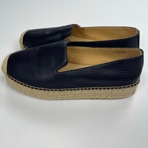 Talbots Quinn 1.5” Platform Espadrille Slip On Shoe Indigo Blue Leather Size 9.5